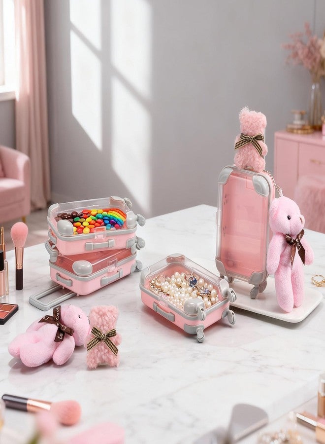 كينينج علبة تخزين صغيرة فارغة على شكل حقيبة سفر من كينينج، 30 قطعة، شفافة، علبة حلوى للسفر، حقيبة سفر مع سلسلة مفاتيح على شكل دب، دبوس شعر، هدايا للفتيات والسيدات، هدايا حفلات الزفاف وأعياد الميلاد وحفلات توديع العزوبية، هدايا سفر (صغير، وردي) - Image 5